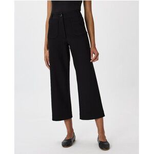 NWOT! Quince Ultra-Stretch Ponte Cropped Wide Leg Pants, Black, Size 12